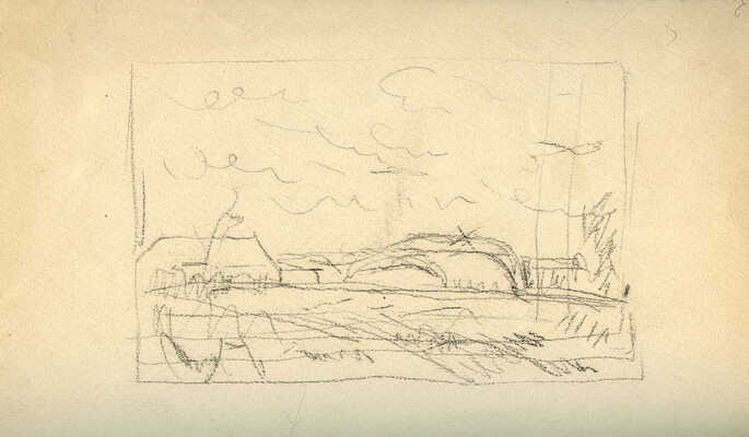 Удальцова Надежда Андреевна. На огороде (на оборотной стороне авторский набросок)